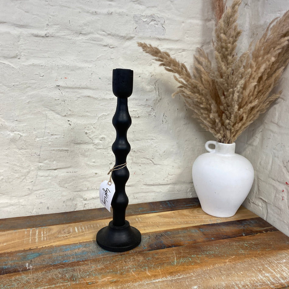 Light & Living Takino Kerzenhalter schwarz Holz Kerzenständer 40cm Deko