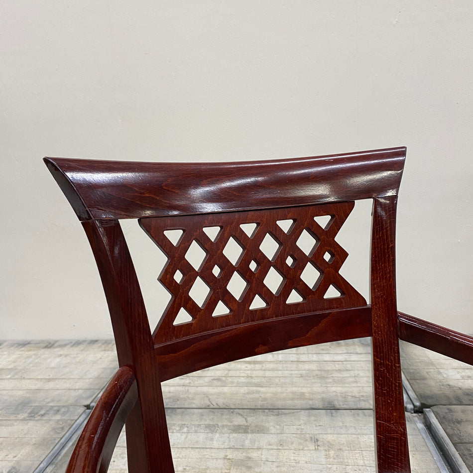 Armlehnstuhl Kirschbaum Holz Polster Vintage Stuhl Gebraucht