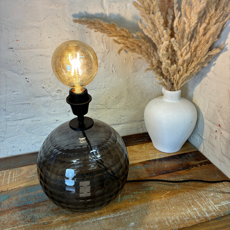 Light and Living Tischlampe Taiki EU-Stecker grau Glas 35cm