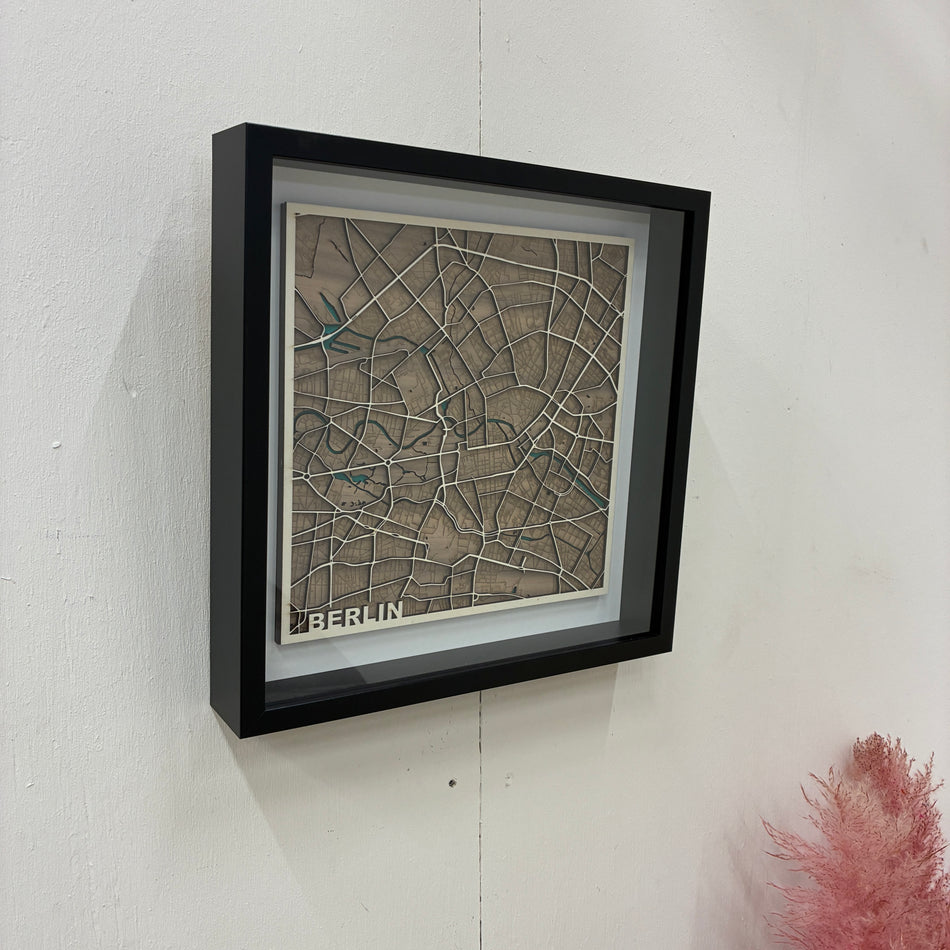 Thomas Klotz Berlin Holz-Stadtkarte Braun 3D-Relief Wandbild Deko