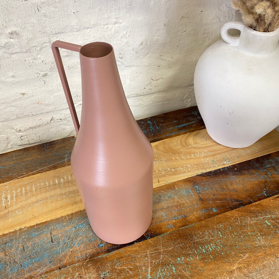 Flaschenvase alt rosa Metall 29cm Vase