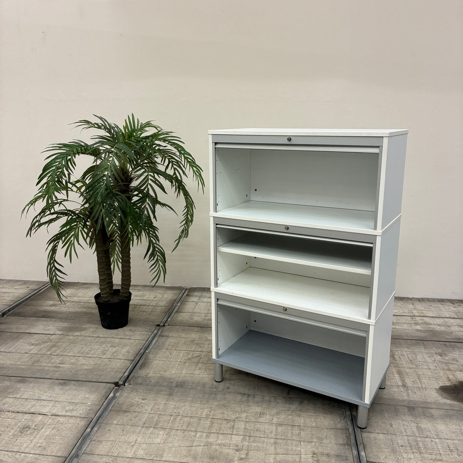 IKEA Effektiv Büroschrank 3 Fächer Rollladenschrank Weiß Silber Highboard Gebraucht