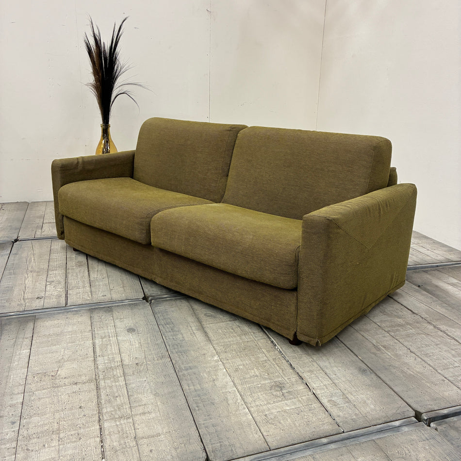 Schlafsofa 2-Sitzer Ausziehsofa Stoff 160cm Olivgrün Sofa Couch Gebraucht