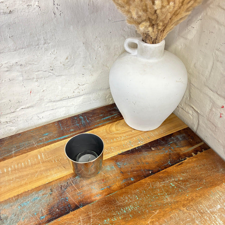 Fink Teelichthalter Sila grau Metall 8cm