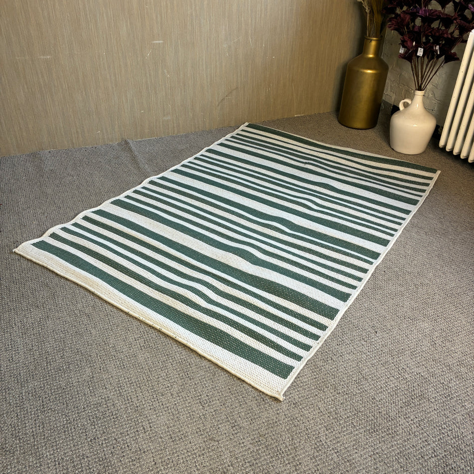 Grün Weiß gestreifter Teppich modern – Neuware – 120 x 170cm