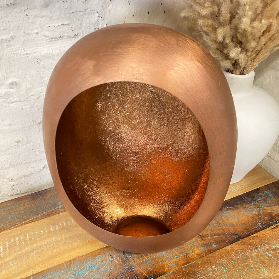 Countryfield Teelichthalter Eggy L kupferfarbig Metall 33cm