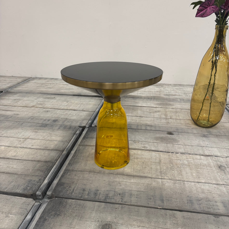 Yes I do Designer Beistelltisch Glas Gold Gelb Schwarz Tisch