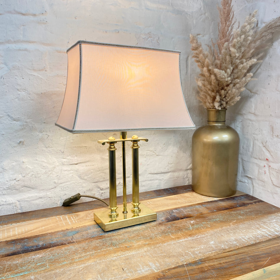 Goldene Tischlampe mit Stoffschirm creme - Lampe gebraucht
