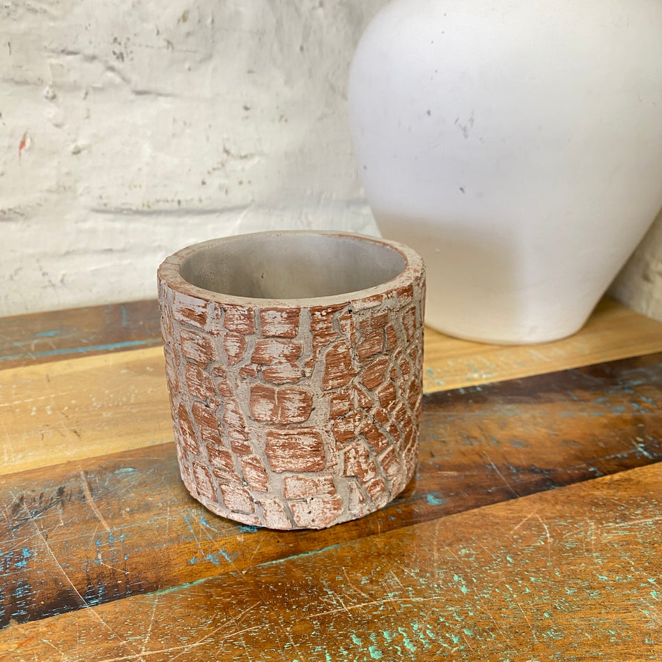 Arica Blumentopf Zylinder braun Zement 9cm