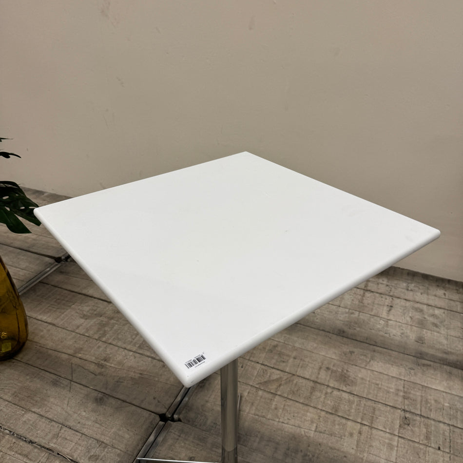 Stehtisch Weiß Holz Metall Vierfuß-Kreuzgestell Büro Tisch Gebraucht