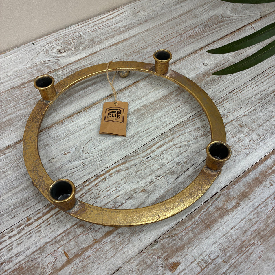 DIJK Kerzenhalter Ring Gold Metall Adventskranz Deko