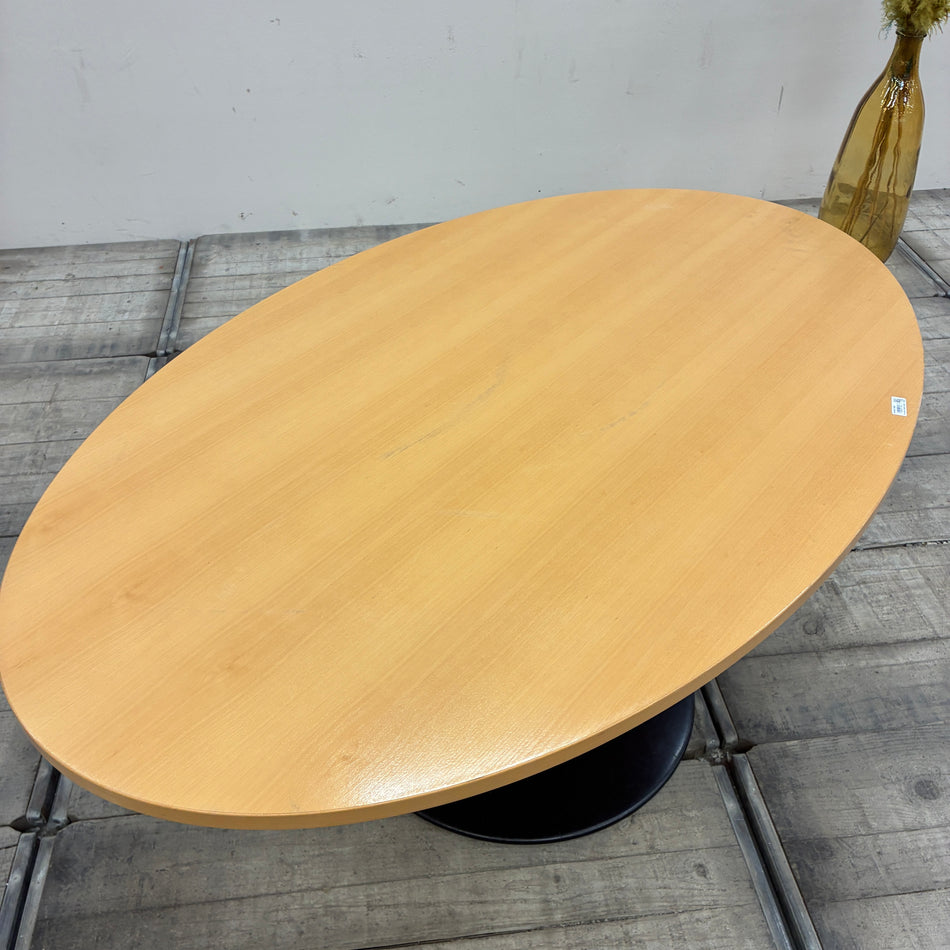 Besprechungstisch Beistelltisch Buche Hell Holz Metall Oval Gebraucht