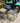 Antiker Stuhl blau bunt Metall shabby chic stapelbar