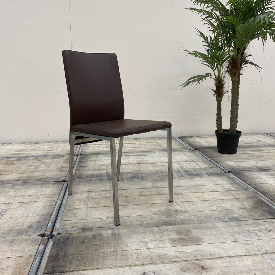 Esszimmerstuhl Braun Kunstleder Metall Stuhl gebraucht