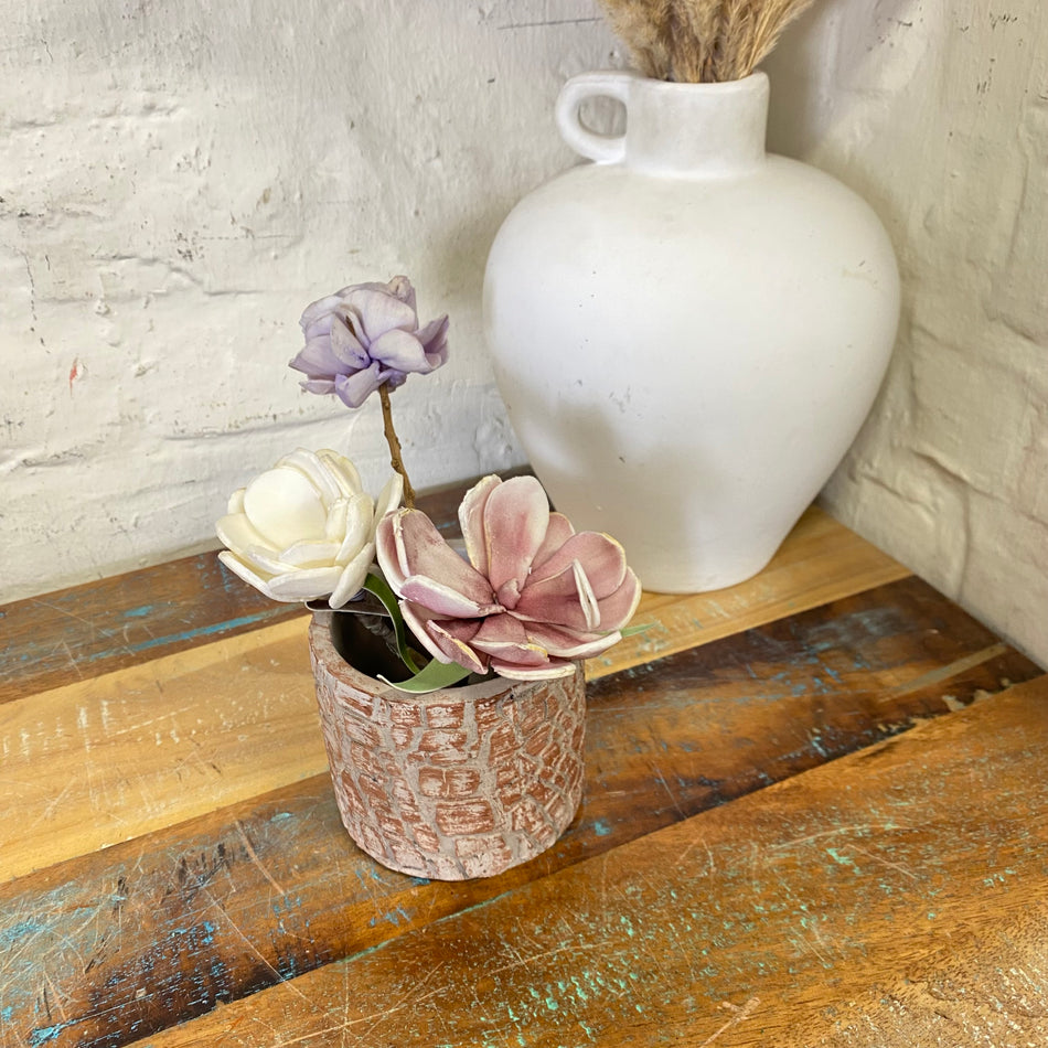 Arica Blumentopf Zylinder braun Zement 9cm