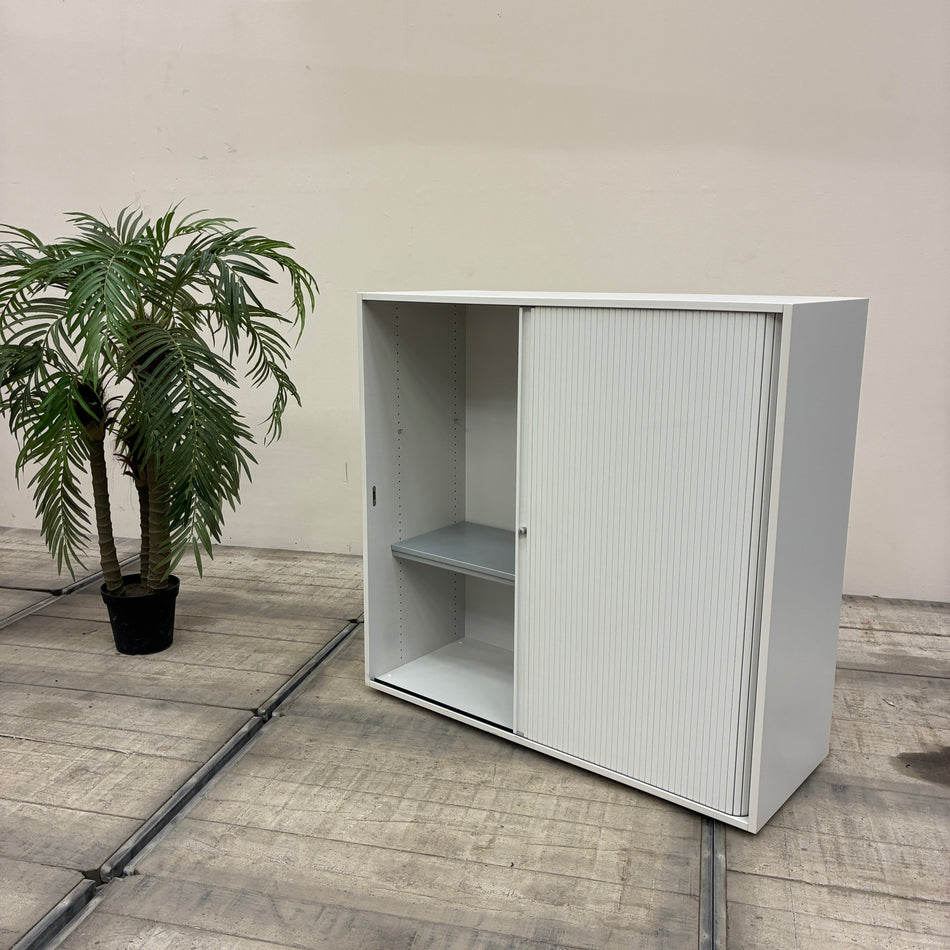 Planmöbel Querrolladenschrank Weiß Holz Highboard 3OH Büro Aktenschrank Gebraucht