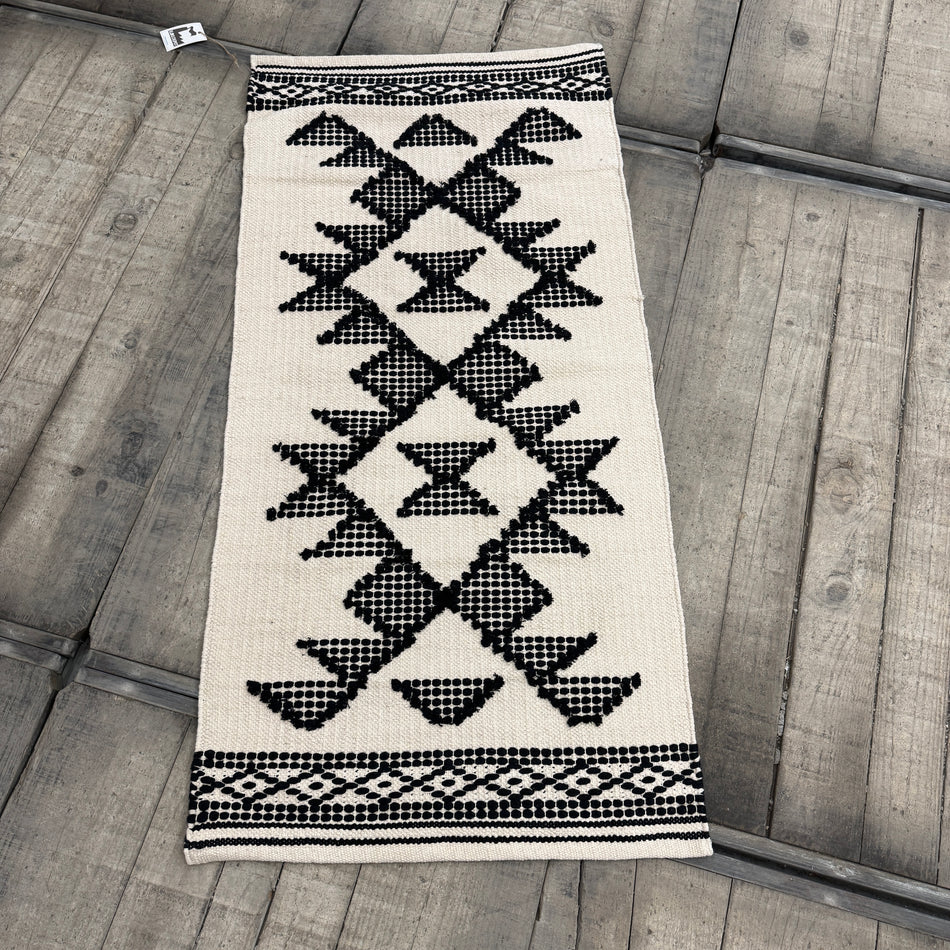 KidsDepot Läufer Boho Ethno Geometrisch Schwarz Weiß 70x140