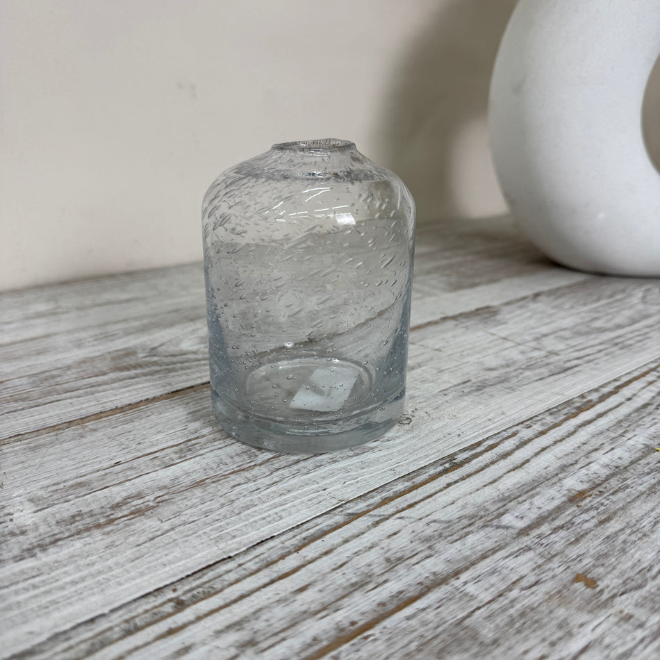 Glasvase Bubbles Luftblasen Glas Zylindervase Minivase Transparent Deko Gebraucht