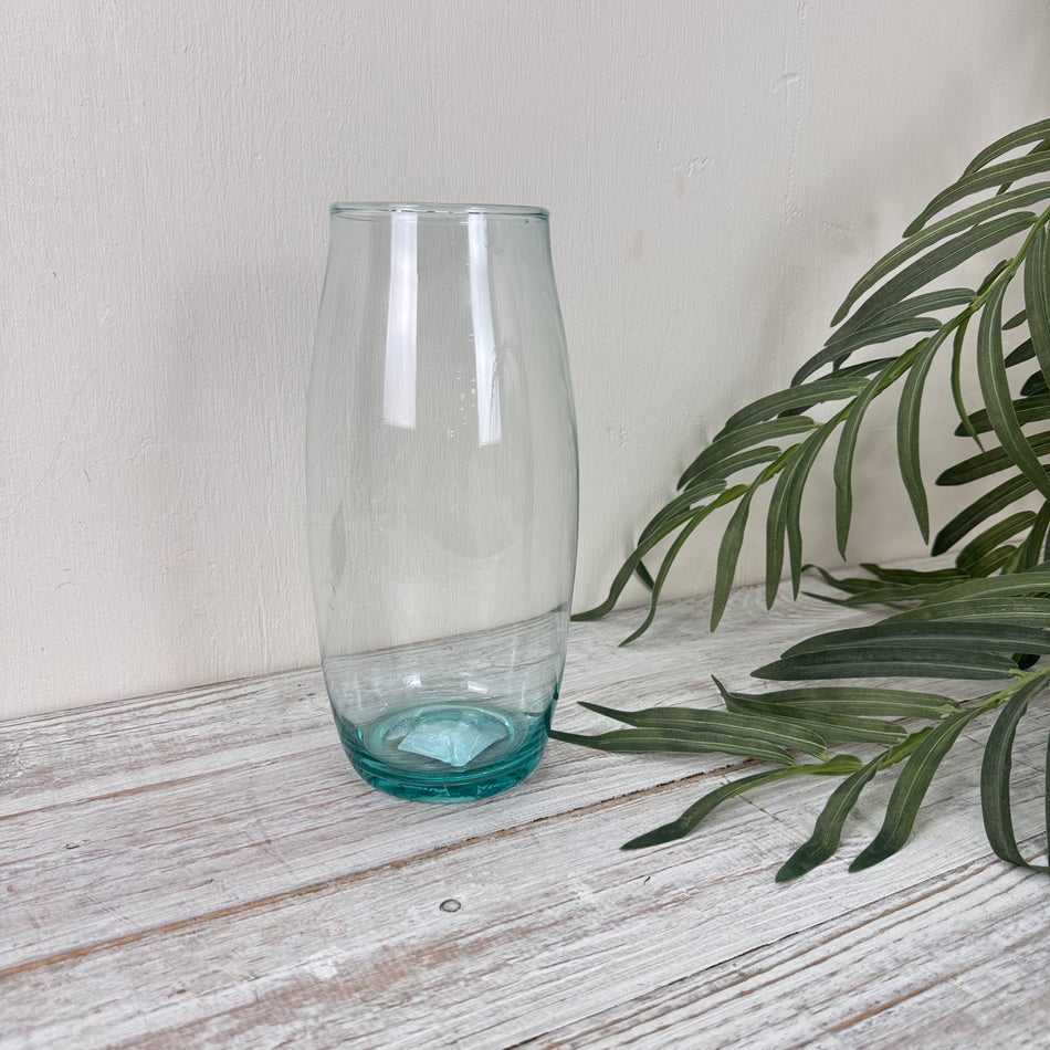 Glas Vase Transparent Türkis Neuware Deko