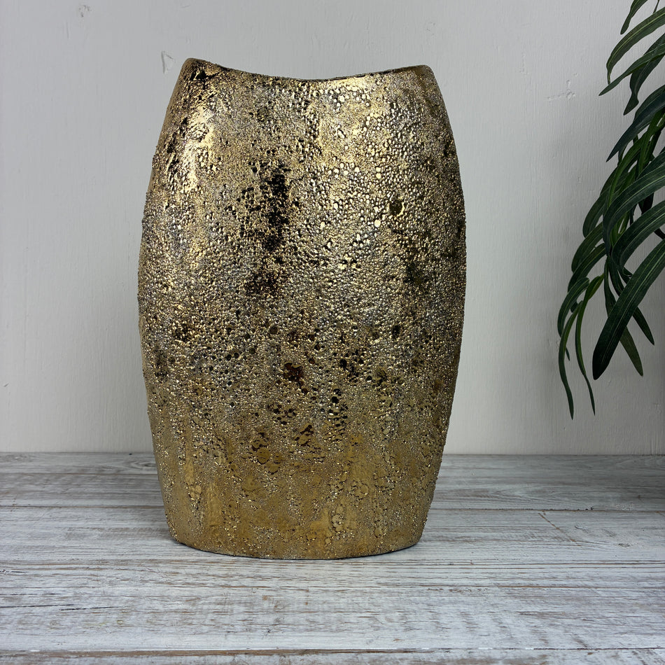 PTMD Mambo Vase Übertopf Gold Keramik Oval