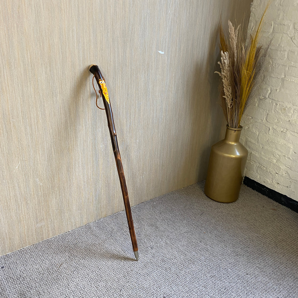 Gehstock antik Holz mit Fratze Gesicht 100cm Antiquität