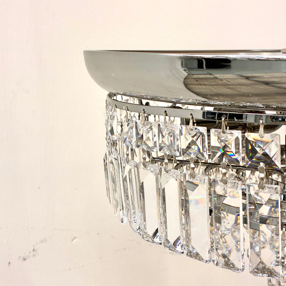 Kronleuchter Deckenlampe Chrom Glas Prismenbehang Pendelleuchte Lampe