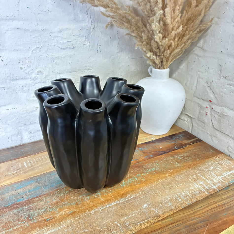 Luna Tube Vase schwarz Keramik 24cm