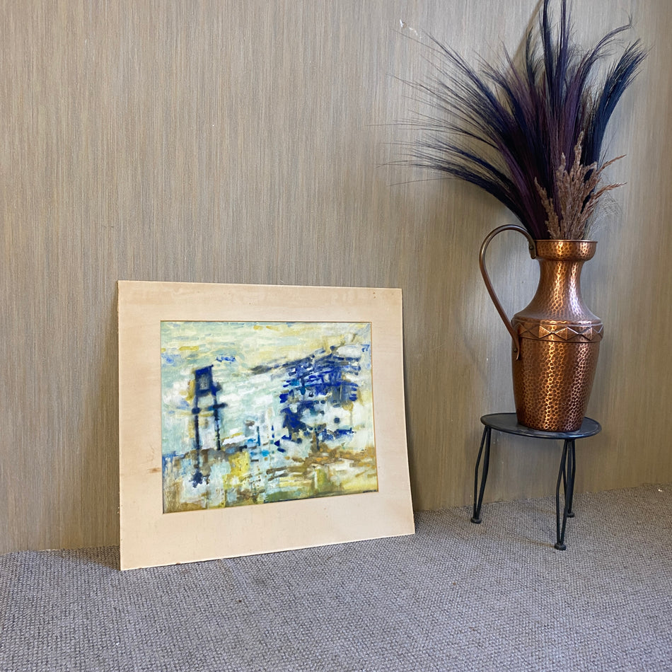 Kunst Wandbild Blau mit Passepartout 78x68