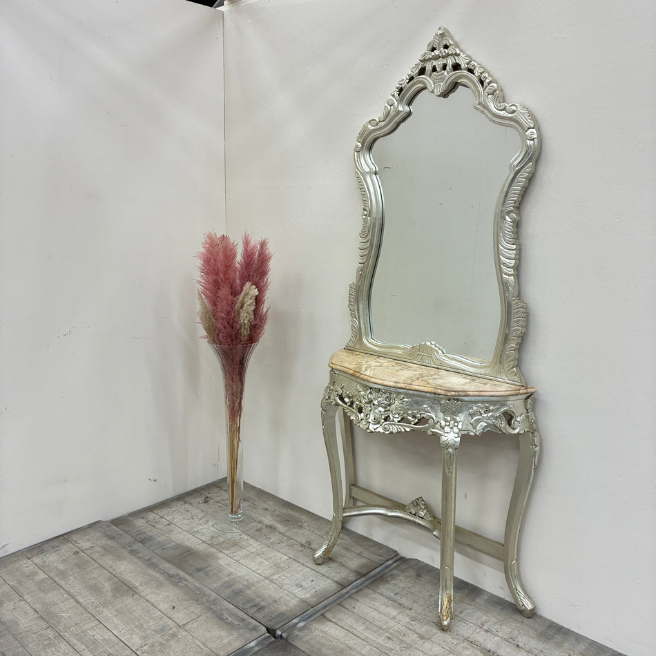 Vintage Spiegelkonsole im französischen Barockstil Marmor Tisch Antiquität