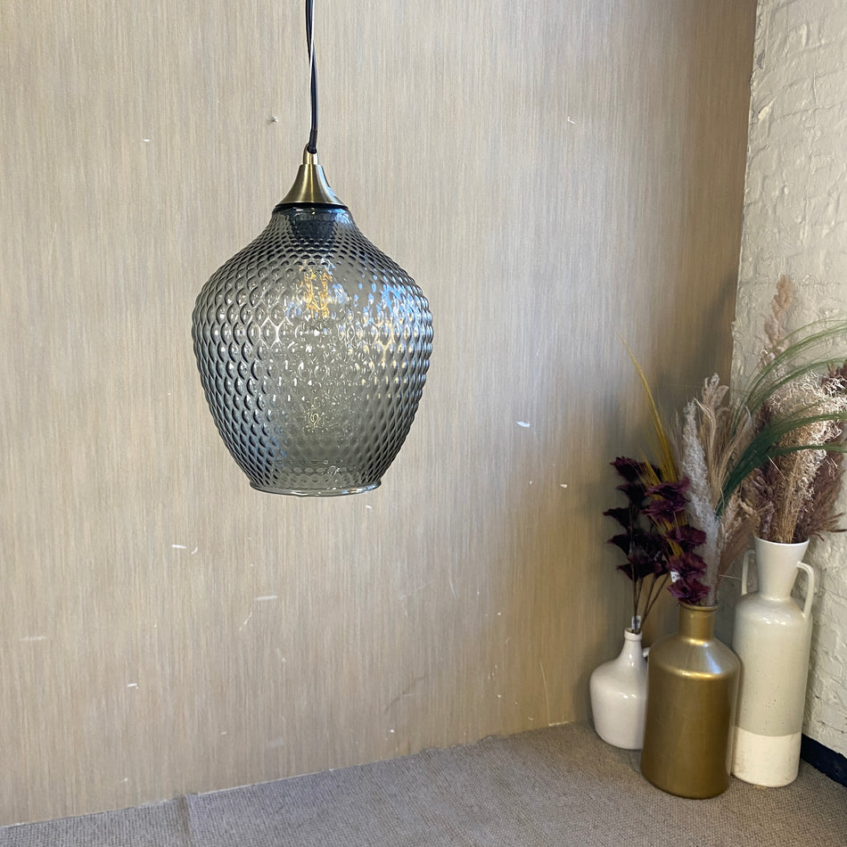 Hängelampe Glas Rauchglas Deckenlampe Lampe gebraucht