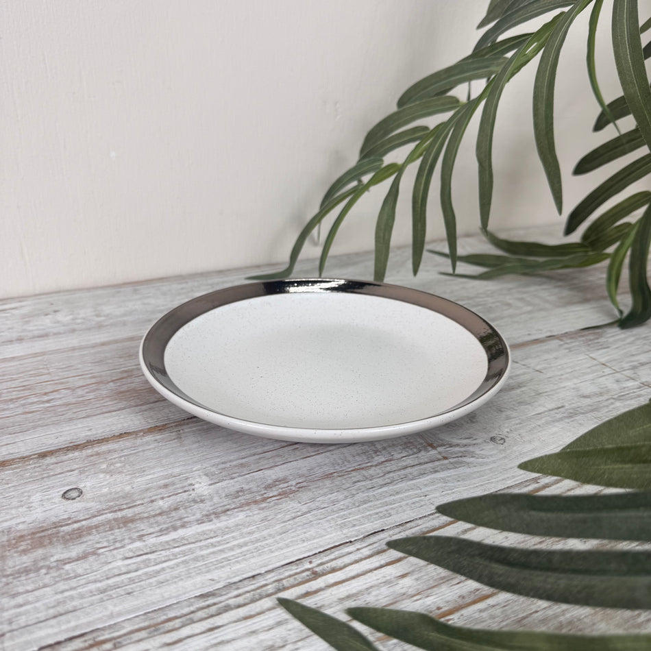 Siaki Teller Weiß Keramik 20cm Goldrand Schale Neu Geschirr Porzellan Küchenbedarf
