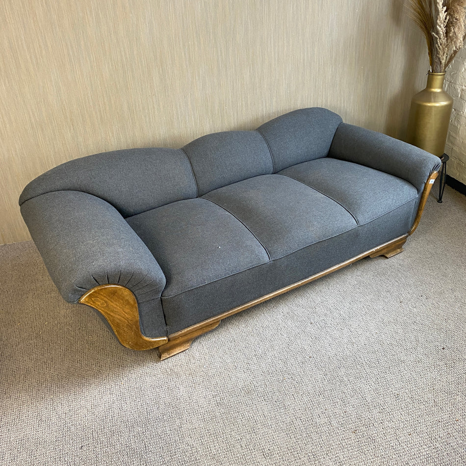 Vintage Couch gebraucht grau massivholz 3 Sitzer Sofa