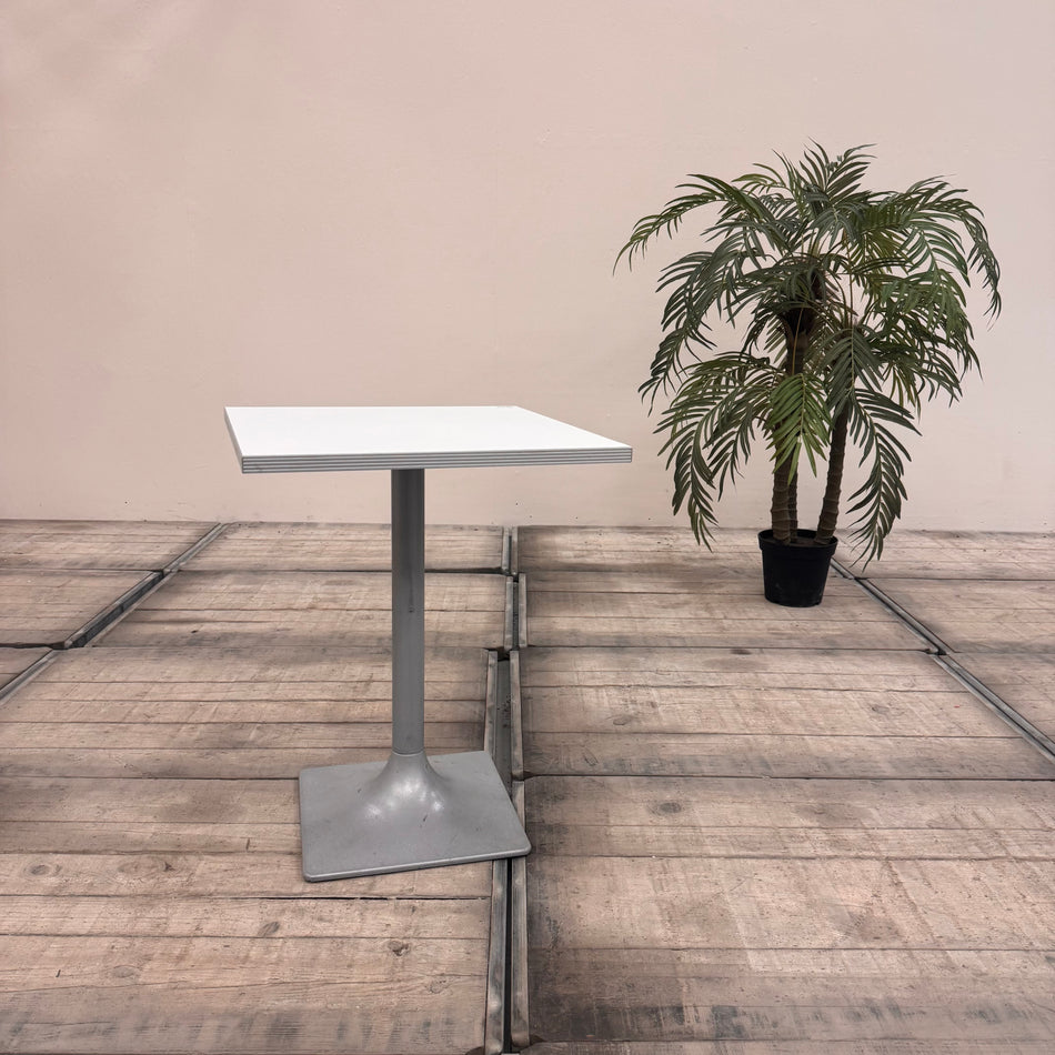 Design Bistrotisch Weiß Silber Quadratisch Gastro Tich Esstisch