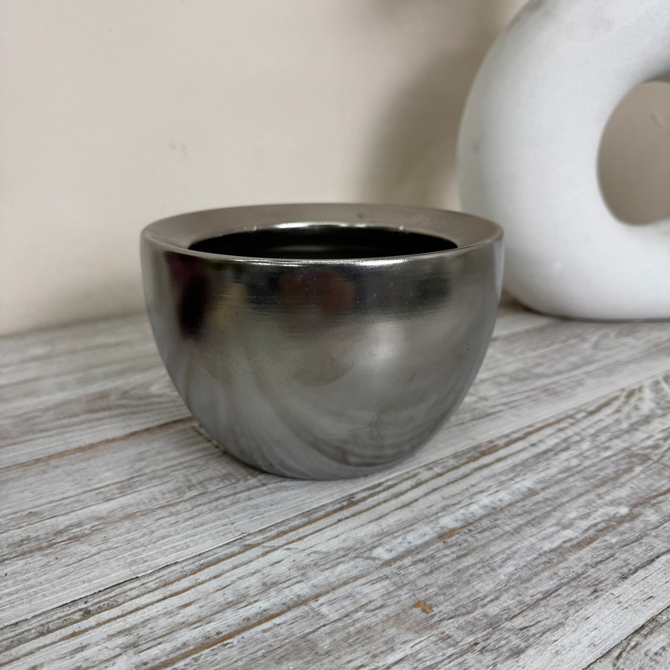 Blumentopf Silber Rund