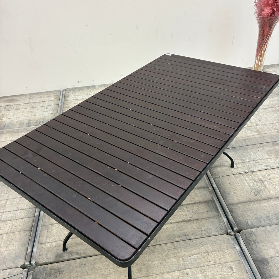 Outdoor Gartentisch Terrassentisch Holz Metall Braun Schwarz Tisch 150cm Gebraucht