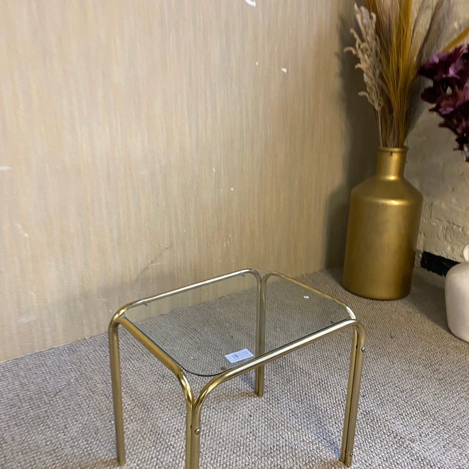 Eleganter Beistelltisch aus Glas & Messing – zeitloser Tisch gebraucht