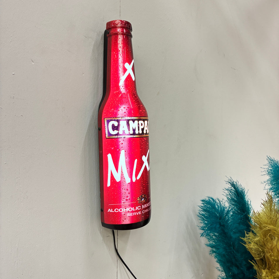 Campari Bottle Lightbox Sign Red White Plastic Metal Illuminated Advertising Sign Used