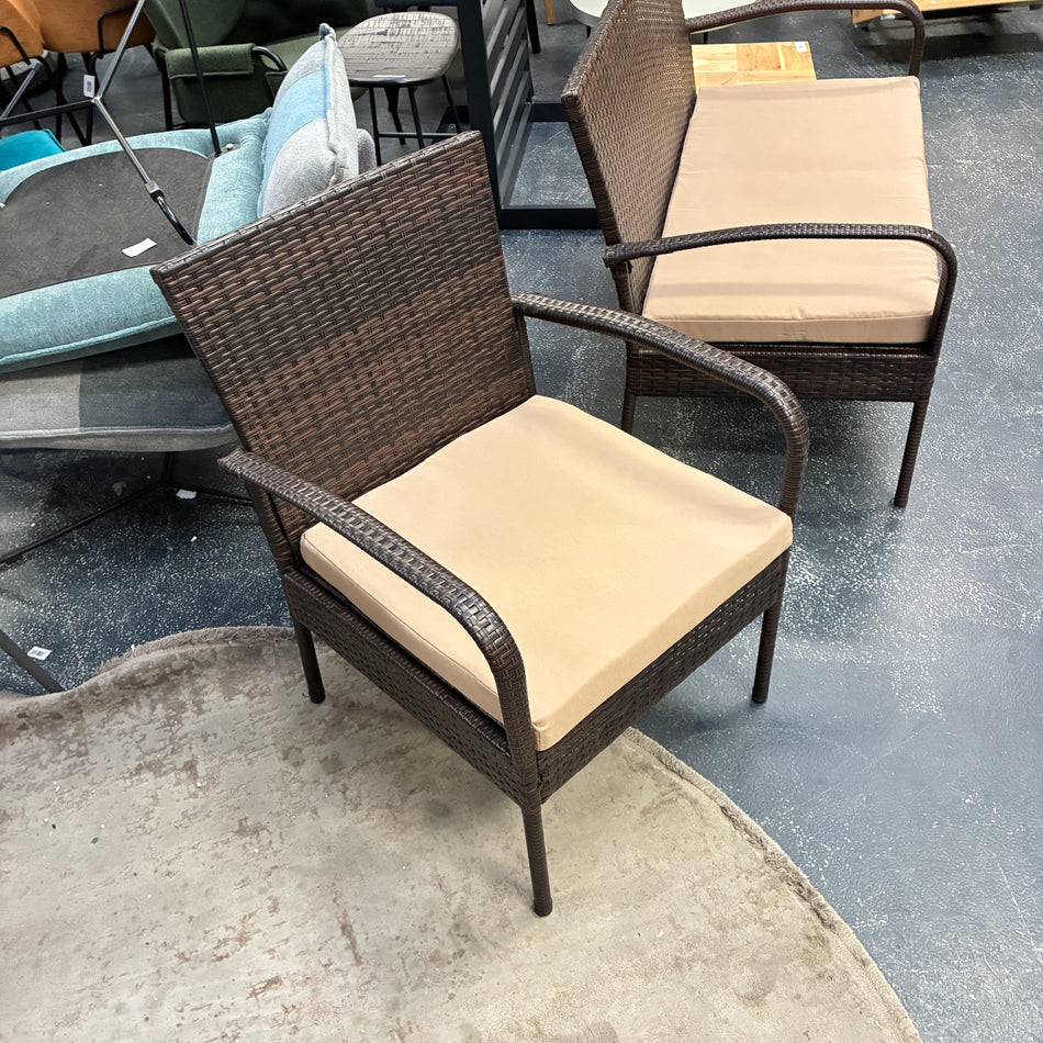 Gartenstuhl braun Kunststoff Stoff Outdoor Stuhl