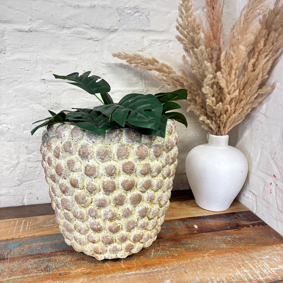 PTMD Blumentopf Ruis XL creme Zement 30cm