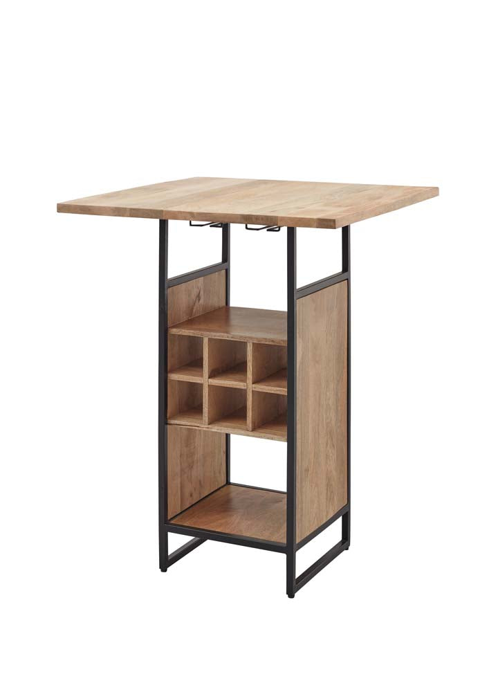 DABOU Bartisch Mangoholz Massiv Tisch Flaschenfach Weinregal