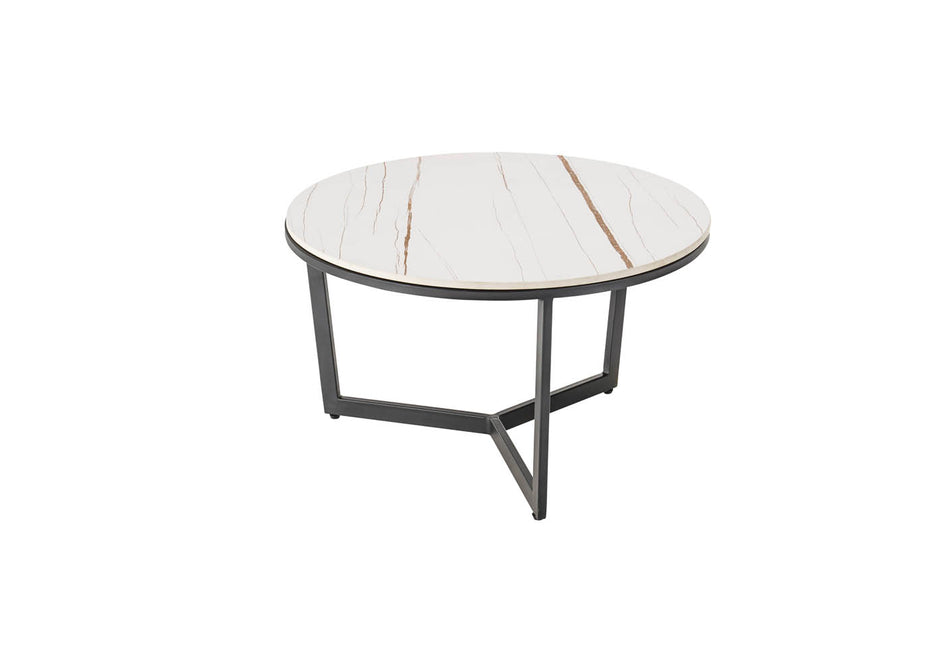 HARPER Couchtisch Weiß 70cm Marmoroptik Tisch