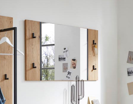 Mateo Spiegel mit Garderobe Eiche Massivholz
