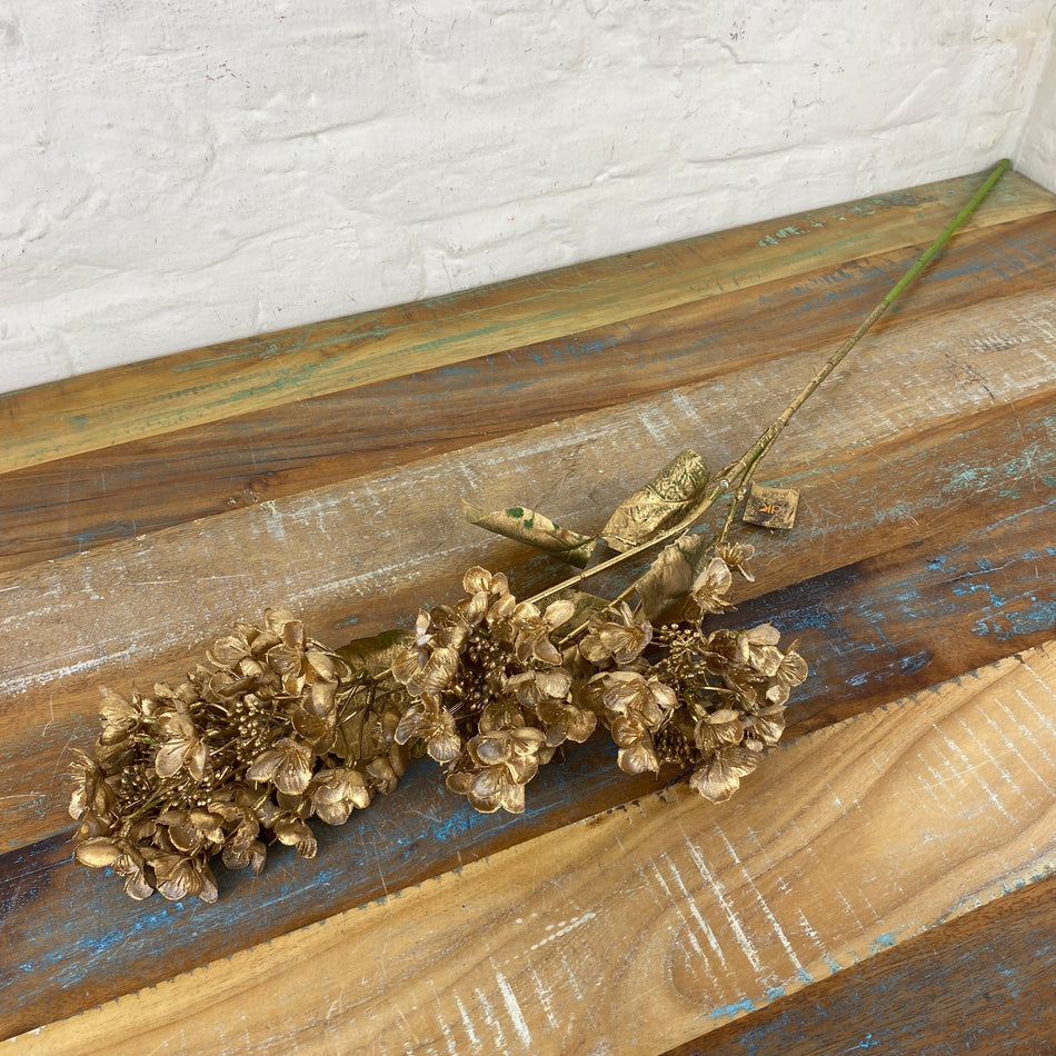 Künstliche Blume Hortensie golden 87cm Deko Kunstpflanze