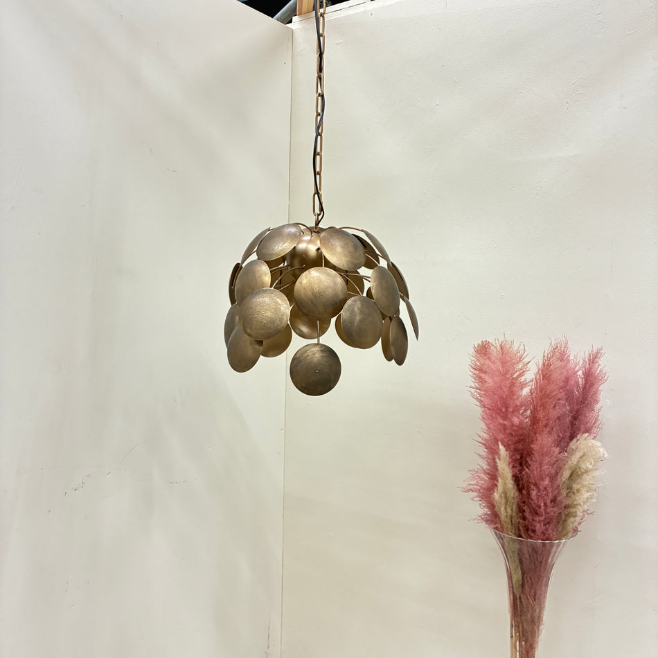Countryfield Hängeleuchte Danby Hängelampe 50cm Plättchen-Design Messing Gold Vintage Lampe
