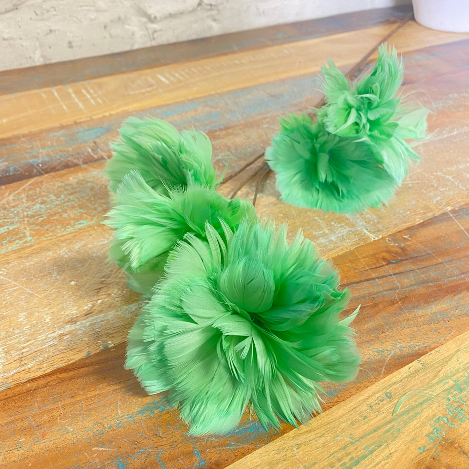 Künstlicher Zweig Federblumen grün 85cm