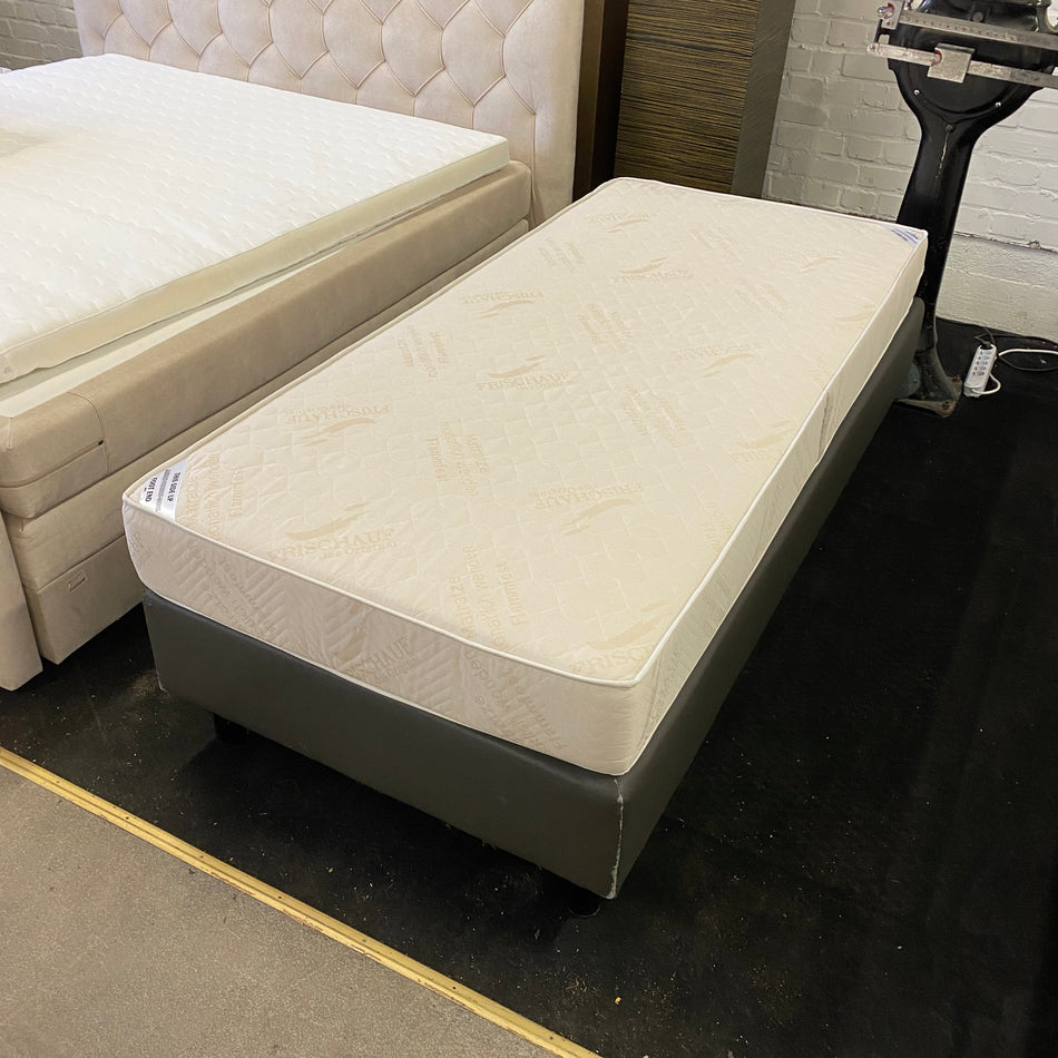 Boxspringbett 90x200 cm inkl. Matratze grau Kunstleder mit Kopfteil – bequem & stabil gebraucht