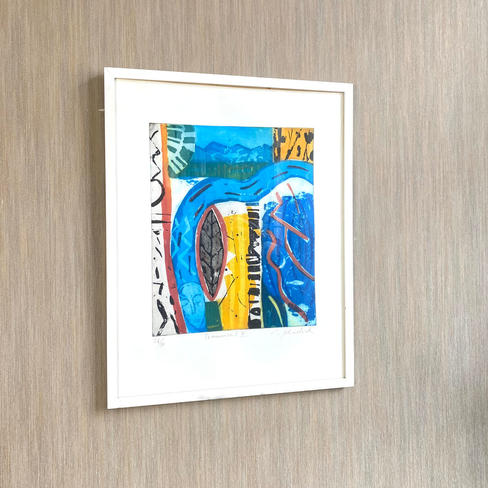 Bild mit Rahmen gebraucht Druckgrafik Holz Glas 58 x 74