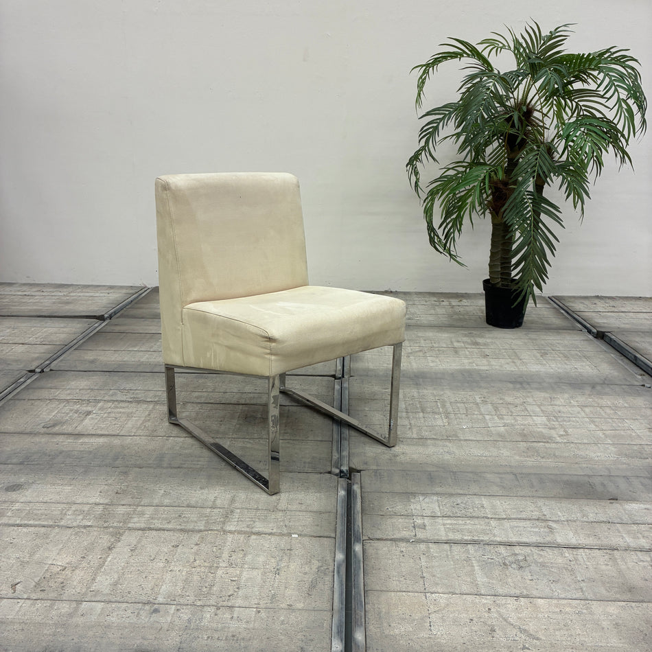 Lounge Sessel Beige Stoff Chrom Kufen Freischwinger Stuhl Gebraucht