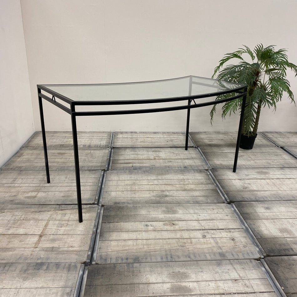 Tisch schwarz Glas Eisen 170x90 Geschwungen Gebraucht