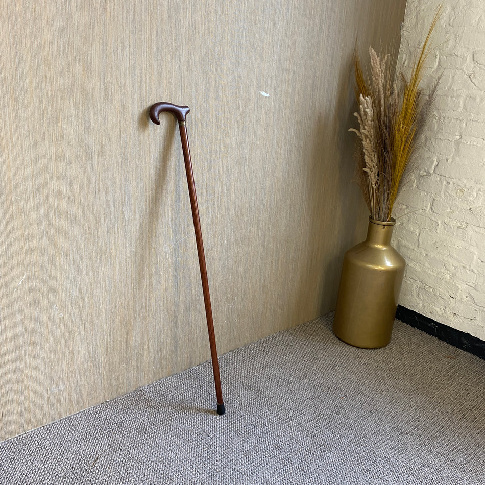 Gehstock antik braun Holz Leder Krückstock 95cm